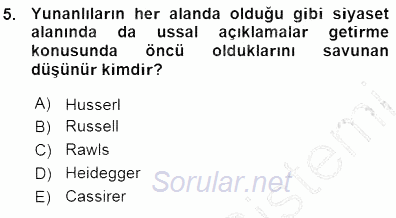 Siyaset Felsefesi 1 2015 - 2016 Ara Sınavı 5.Soru