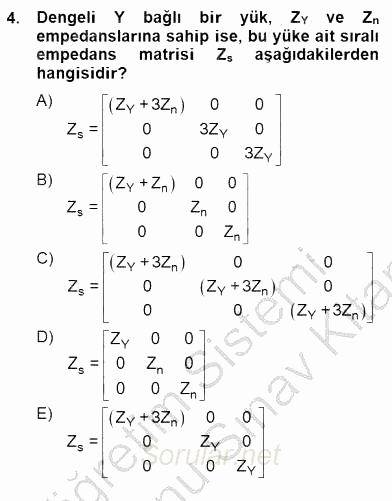 Güç Sistemleri Analizi 2012 - 2013 Dönem Sonu Sınavı 4.Soru