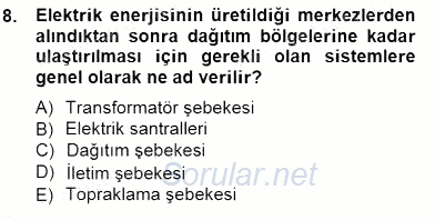 Güç Sistemleri Analizi 2012 - 2013 Dönem Sonu Sınavı 8.Soru