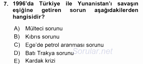 Atatürk İlkeleri Ve İnkılap Tarihi 2 2017 - 2018 3 Ders Sınavı 7.Soru