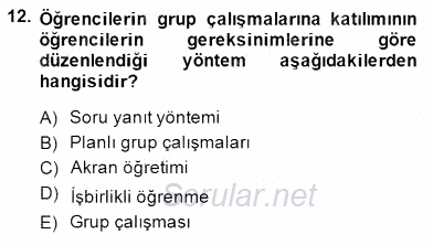 Öğretim İlke Ve Yöntemleri 2014 - 2015 Dönem Sonu Sınavı 12.Soru