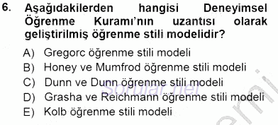 Öğretim İlke Ve Yöntemleri 2014 - 2015 Dönem Sonu Sınavı 6.Soru