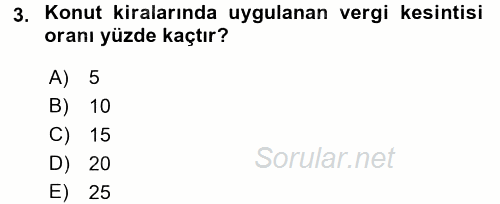 Vergi Uygulamaları 2015 - 2016 Dönem Sonu Sınavı 3.Soru