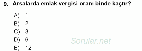 Vergi Uygulamaları 2015 - 2016 Dönem Sonu Sınavı 9.Soru