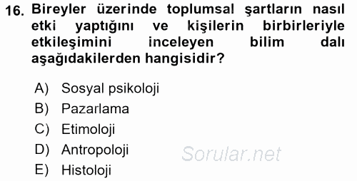 İletişim Araştırmaları 2017 - 2018 Ara Sınavı 16.Soru