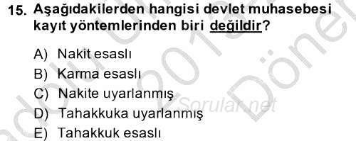 Kamu Mali Yönetimi 2013 - 2014 Dönem Sonu Sınavı 15.Soru