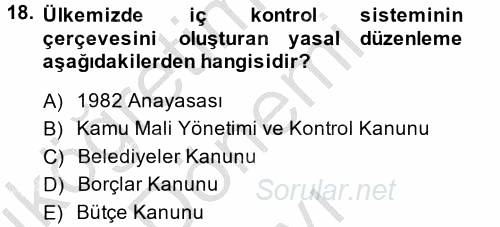 Kamu Mali Yönetimi 2013 - 2014 Dönem Sonu Sınavı 18.Soru
