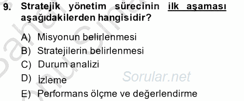 Kamu Mali Yönetimi 2013 - 2014 Dönem Sonu Sınavı 9.Soru