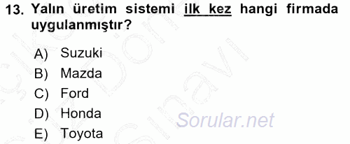 Endüstri İlişkileri 2015 - 2016 Dönem Sonu Sınavı 13.Soru