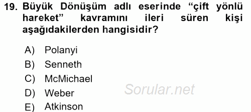 Endüstri İlişkileri 2015 - 2016 Dönem Sonu Sınavı 19.Soru