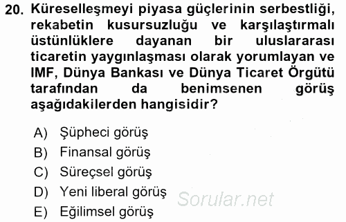 Endüstri İlişkileri 2015 - 2016 Dönem Sonu Sınavı 20.Soru