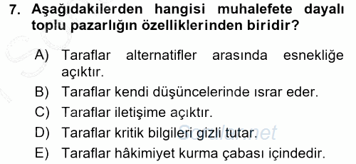 Endüstri İlişkileri 2015 - 2016 Dönem Sonu Sınavı 7.Soru