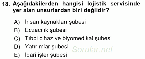 Afet Tıbbı ve Yönetim İlkeleri 2017 - 2018 Dönem Sonu Sınavı 18.Soru Afet Tıbbı ve Yönetim İlkeleri 2017 - 2018 Dönem Sonu Sınavı 18.Soru