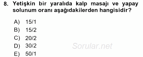 Afet Tıbbı ve Yönetim İlkeleri 2017 - 2018 Dönem Sonu Sınavı 8.Soru Afet Tıbbı ve Yönetim İlkeleri 2017 - 2018 Dönem Sonu Sınavı 8.Soru