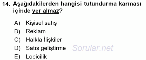 Halkla İlişkiler Uygulamaları ve Örnek Olaylar 2015 - 2016 Ara Sınavı 14.Soru