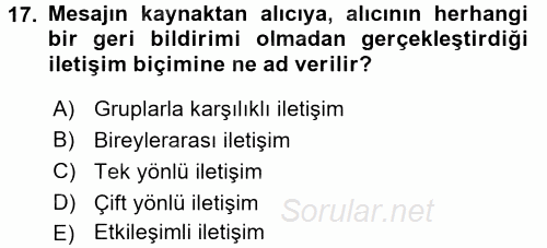 Halkla İlişkiler Uygulamaları ve Örnek Olaylar 2015 - 2016 Ara Sınavı 17.Soru