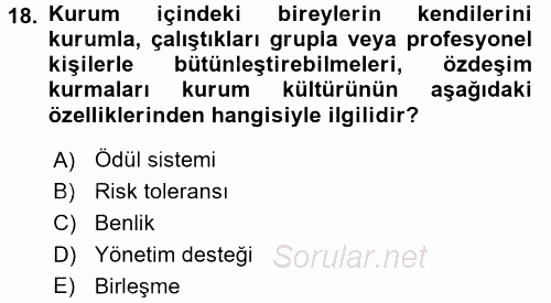 Halkla İlişkiler Uygulamaları ve Örnek Olaylar 2015 - 2016 Ara Sınavı 18.Soru