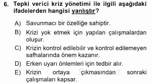 Halkla İlişkiler Uygulamaları ve Örnek Olaylar 2015 - 2016 Ara Sınavı 6.Soru