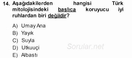 Mitoloji ve Din 2013 - 2014 Dönem Sonu Sınavı 14.Soru