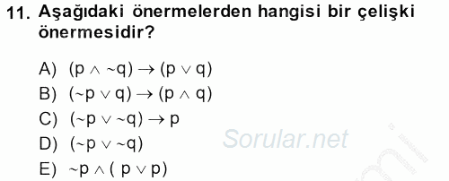 Sembolik Mantık 2013 - 2014 Ara Sınavı 11.Soru