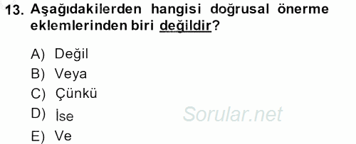 Sembolik Mantık 2013 - 2014 Ara Sınavı 13.Soru