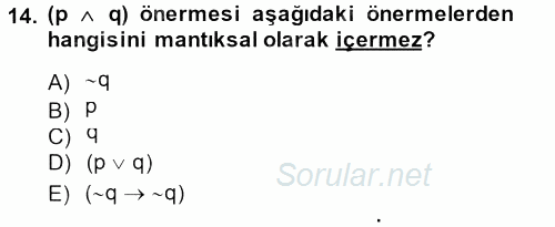 Sembolik Mantık 2013 - 2014 Ara Sınavı 14.Soru