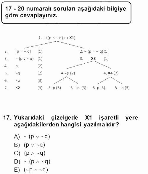 Sembolik Mantık 2013 - 2014 Ara Sınavı 17.Soru