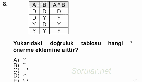 Sembolik Mantık 2013 - 2014 Ara Sınavı 8.Soru