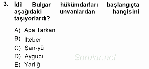 İlk Müslüman Türk Devletleri 2014 - 2015 Dönem Sonu Sınavı 3.Soru
