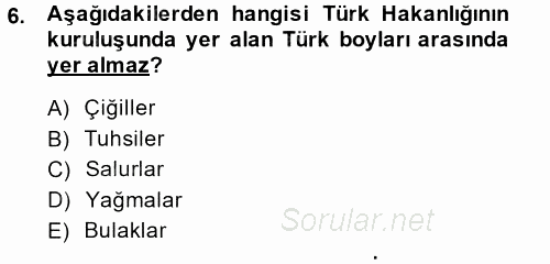 İlk Müslüman Türk Devletleri 2014 - 2015 Dönem Sonu Sınavı 6.Soru