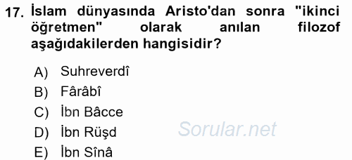 İslam Tarihi ve Medeniyeti 2 2015 - 2016 Dönem Sonu Sınavı 17.Soru