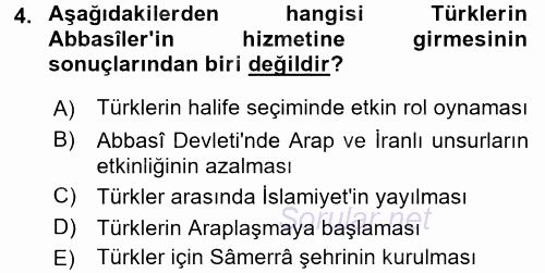 İslam Tarihi ve Medeniyeti 2 2015 - 2016 Dönem Sonu Sınavı 4.Soru