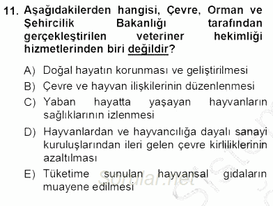 Veteriner Hizmetleri Mevzuatı ve Etik 2012 - 2013 Ara Sınavı 11.Soru