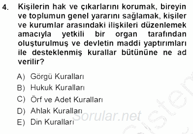 Veteriner Hizmetleri Mevzuatı ve Etik 2012 - 2013 Ara Sınavı 4.Soru