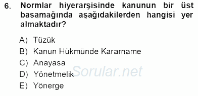 Veteriner Hizmetleri Mevzuatı ve Etik 2012 - 2013 Ara Sınavı 6.Soru