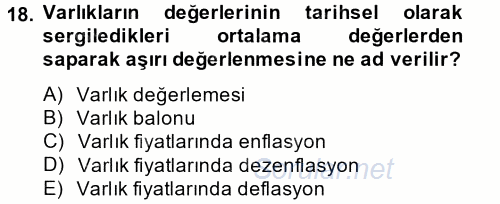 Para Politikası 2013 - 2014 Tek Ders Sınavı 18.Soru