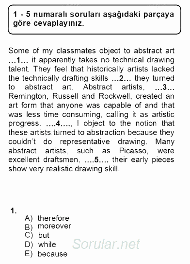 Bağlamsal Dilbilgisi 4 2012 - 2013 Dönem Sonu Sınavı 1.Soru