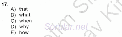 Bağlamsal Dilbilgisi 4 2012 - 2013 Dönem Sonu Sınavı 17.Soru
