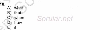 Bağlamsal Dilbilgisi 4 2012 - 2013 Dönem Sonu Sınavı 18.Soru