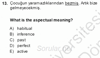 Türkçe Ses Ve Biçim Bilgisi 2013 - 2014 Dönem Sonu Sınavı 13.Soru