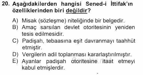 Türk Siyasal Hayatı 2012 - 2013 Ara Sınavı 20.Soru