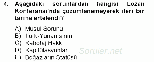 Türk Siyasal Hayatı 2012 - 2013 Ara Sınavı 4.Soru