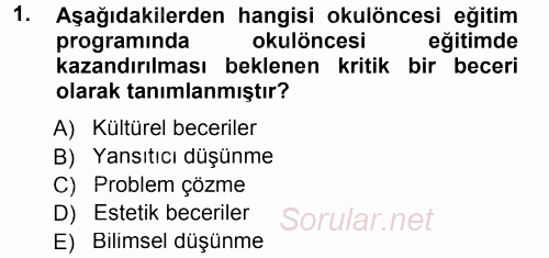 Özel Öğretim Yöntemleri 1 2014 - 2015 Tek Ders Sınavı 1.Soru
