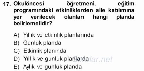 Özel Öğretim Yöntemleri 1 2014 - 2015 Tek Ders Sınavı 17.Soru