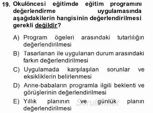 Özel Öğretim Yöntemleri 1 2014 - 2015 Tek Ders Sınavı 19.Soru