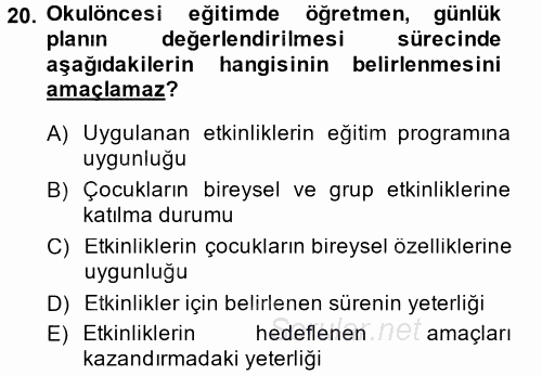 Özel Öğretim Yöntemleri 1 2014 - 2015 Tek Ders Sınavı 20.Soru