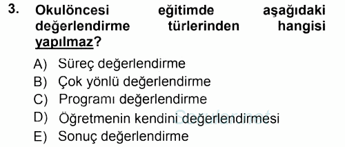 Özel Öğretim Yöntemleri 1 2014 - 2015 Tek Ders Sınavı 3.Soru