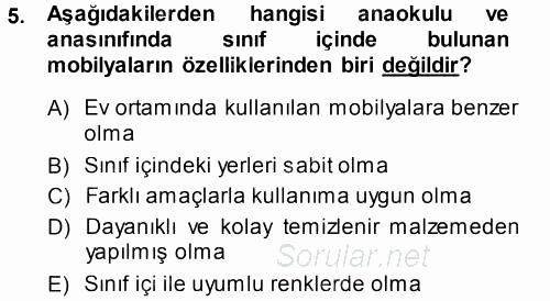 Özel Öğretim Yöntemleri 1 2014 - 2015 Tek Ders Sınavı 5.Soru