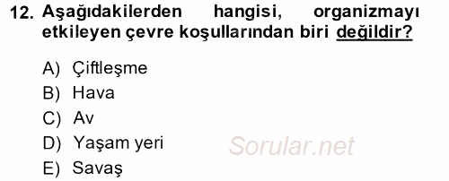 Enerji ve Çevre 2013 - 2014 Dönem Sonu Sınavı 12.Soru