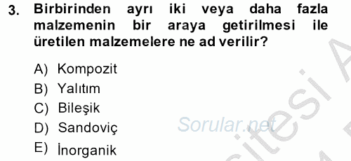 Enerji ve Çevre 2013 - 2014 Dönem Sonu Sınavı 3.Soru